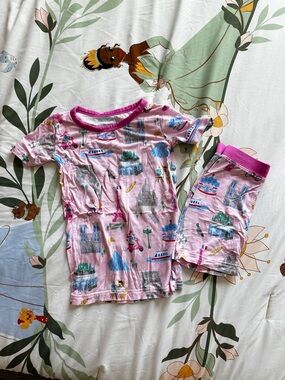 Little Sleepies Pink Short Sleeve Paris Print Pajama Set